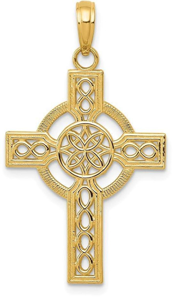 14k Yellow Gold Diamond-Cut Celtic Cross Pendant K5049