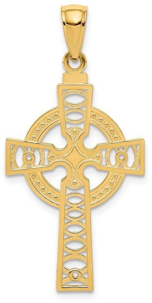 14k Yellow Gold Celtic Cross with Eternity Circle Pendant C4250