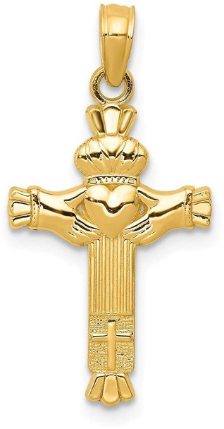 14k Yellow Gold Claddagh Cross Pendant