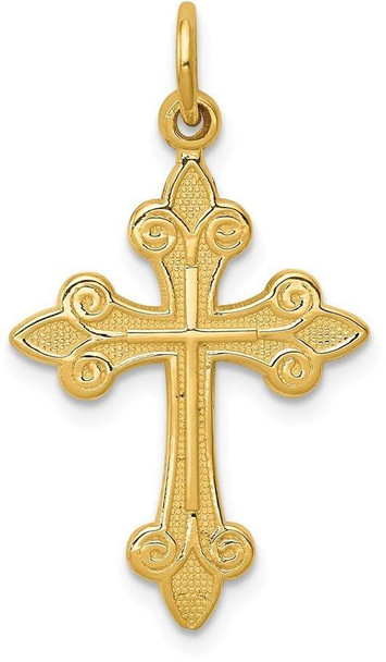 14k Yellow Gold Fleur De Lis Cross Pendant C1957