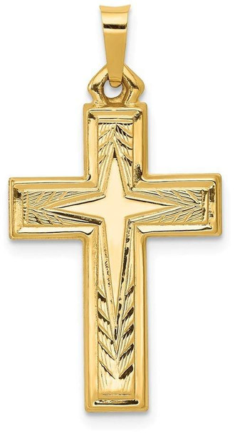 14k Yellow Gold Brushed and Polished Latin Cross Pendant XR1432