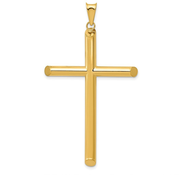 14k Yellow Gold 3-D Polished Hollow Cross Pendant K3612