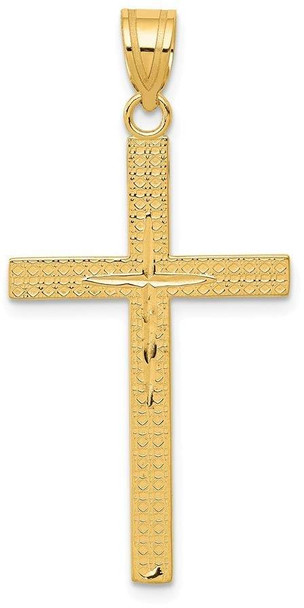 14k Yellow Gold Diamond-Cut Latin Cross Pendant D3571