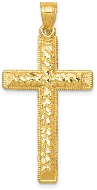 14k Yellow Gold Diamond-Cut Latin Cross Pendant K6175