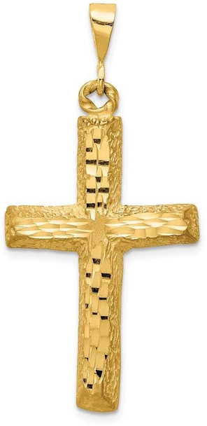 14k Yellow Gold Diamond-Cut Cross Pendant