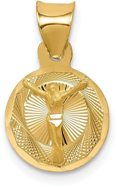 14k Yellow Gold Polished and Diamond-Cut Corpus Circle Pendant K5620