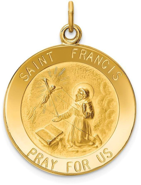 14k Yellow Gold Saint Francis Medal Pendant