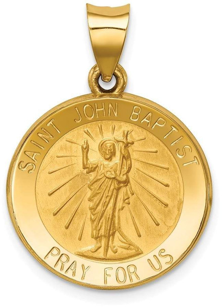 14k Yellow Gold Polished and Satin St. John Baptist Medal Pendant XR1337