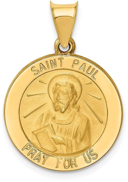 14k Yellow Gold Polished and Satin St. Paul Medal Pendant XR1377