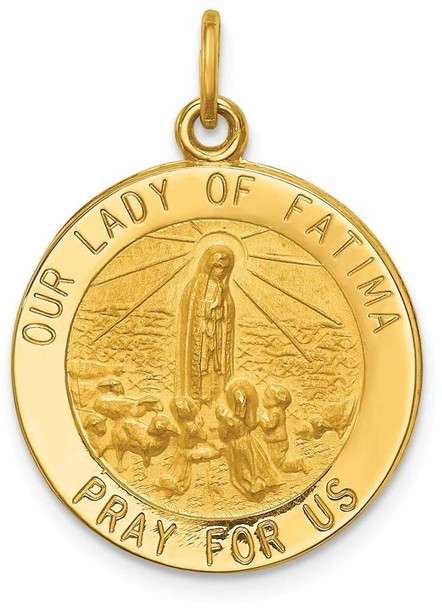 14k Yellow Gold Our Lady Of Fatima Medal Pendant XR666