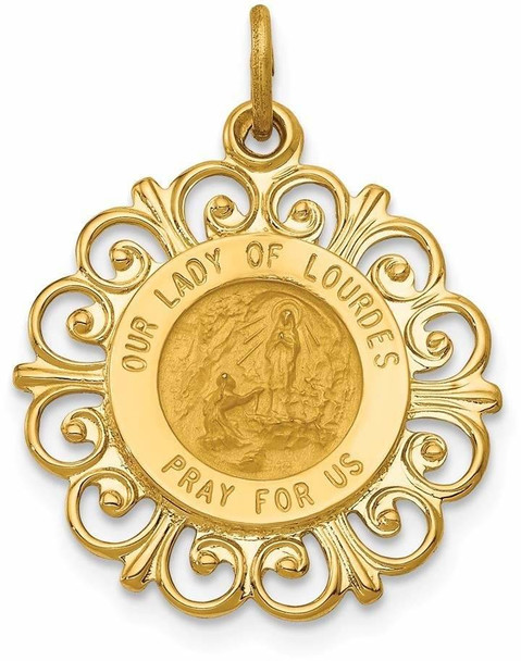 14k Yellow Gold Our Lady Of Lourdes Medal Pendant