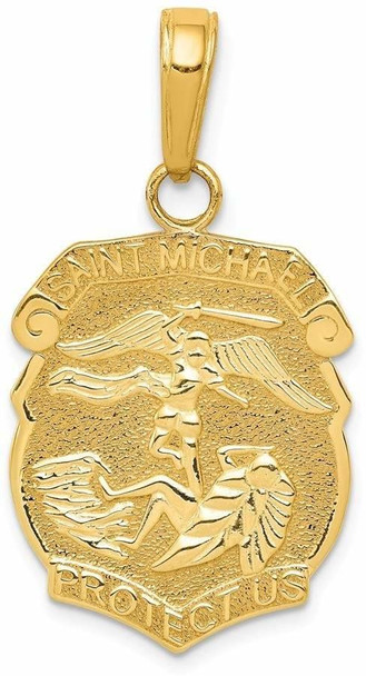 14k Yellow Gold Saint Michael Medal Badge Pendant