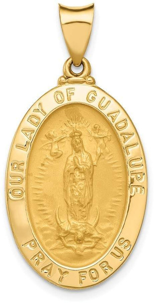 14k Yellow Gold Polished and Satin Our Lady Of Guadalupe Medal Pendant XR1251