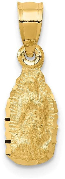 14k Yellow Gold Satin and Diamond-Cut Our Lady Of Guadalupe Pendant