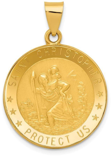 14k Yellow Gold Saint Christopher Medal Pendant REL137