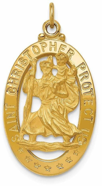 14k Yellow Gold Saint Christopher Medal Pendant XR383