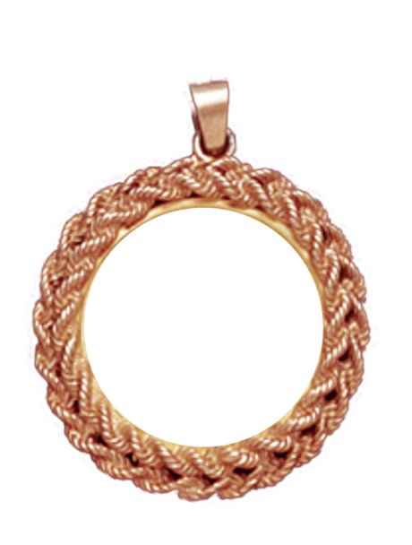 14K Gold DOUBLE ROPE Bezel Pendant 18 mm