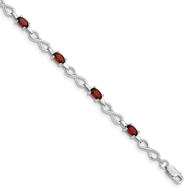 7" Sterling Silver Rhodium-plated Garnet Bracelet QX837GA