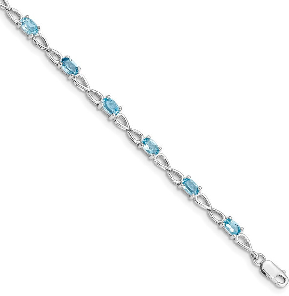 7" Sterling Silver Rhodium-plated Blue Topaz Bracelet QX842BT