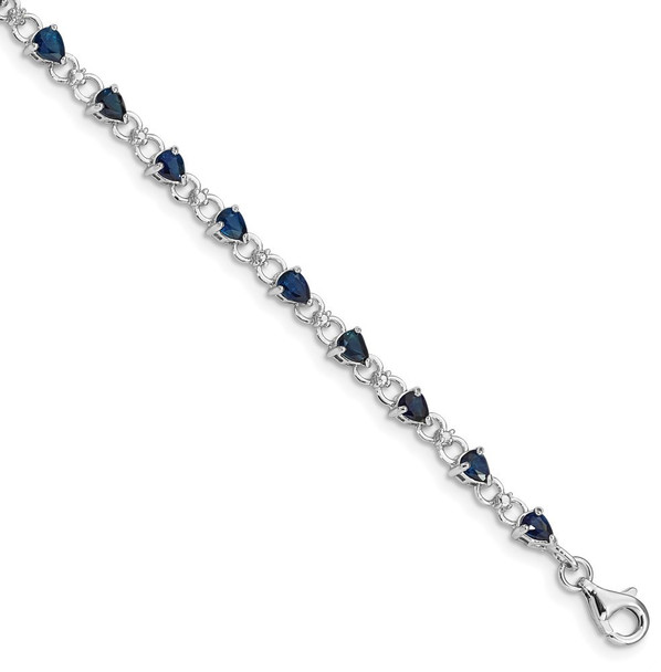 7" Sterling Silver Rhodium-plated Sapphire and Diamond Bracelet QX858S