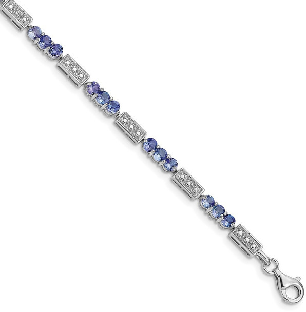 7" Sterling Silver Rhodium-plated Tanzanite and Diamond Bracelet QX861TZ