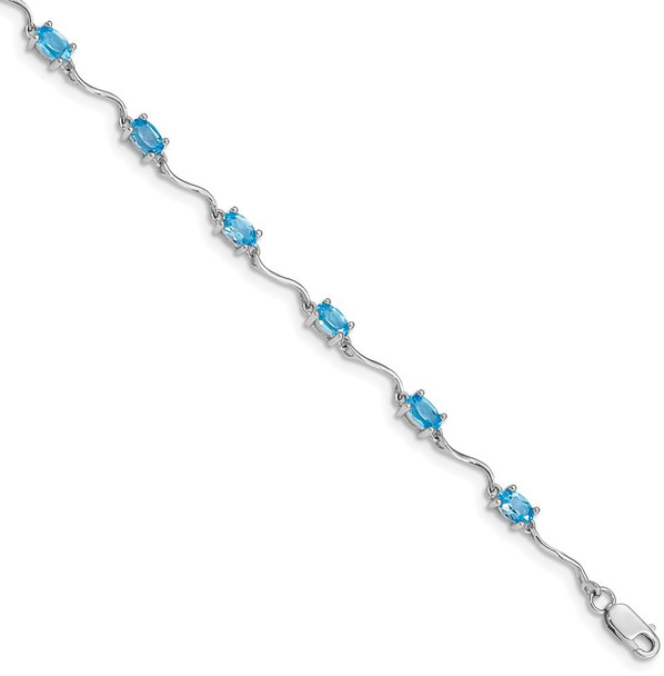 7" Sterling Silver Rhodium-plated Blue Topaz Bracelet QX841BT