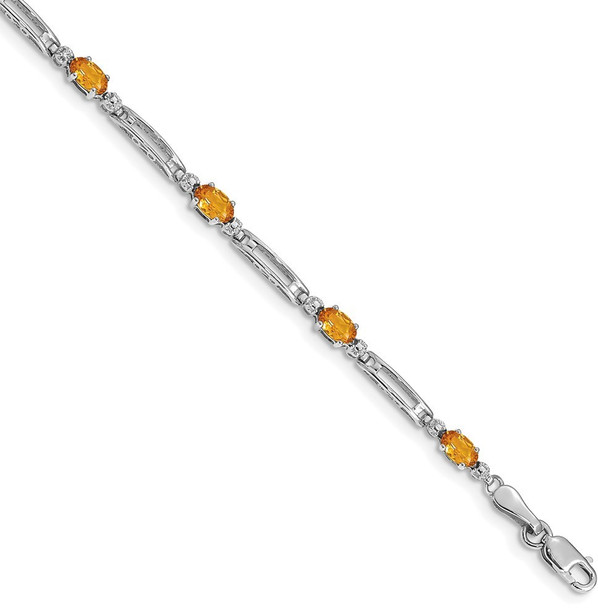 7" 10k White Gold Diamond and Citrine Bracelet