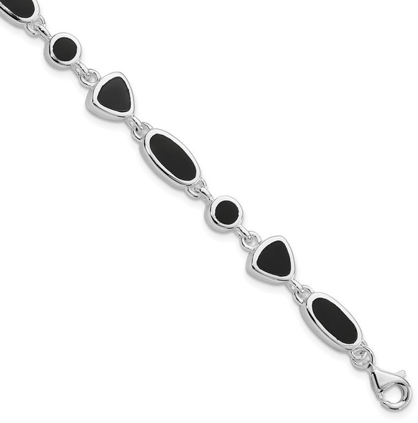 8" Sterling Silver Black Onyx Bracelet
