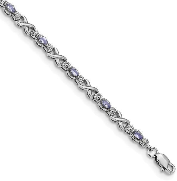 7.5" Sterling Silver Polished Tanzanite XOXO Bracelet
