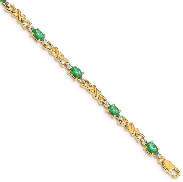 7" 14k Yellow Gold Diamond and Oval Emerald Bracelet BM4478-EM-001-YA