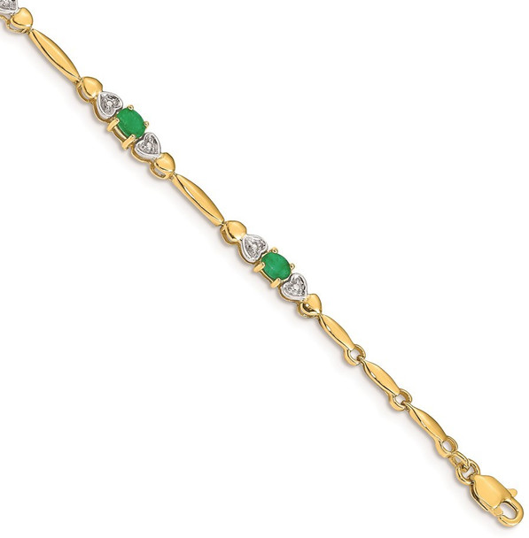 7" 14k Yellow Gold Diamond and Emerald Bracelet BM4479-EM-001-YA
