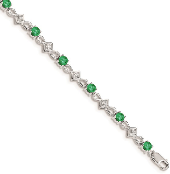 7" 14k White Gold Diamond and Emerald Bracelet BM4486-EM-010-WA