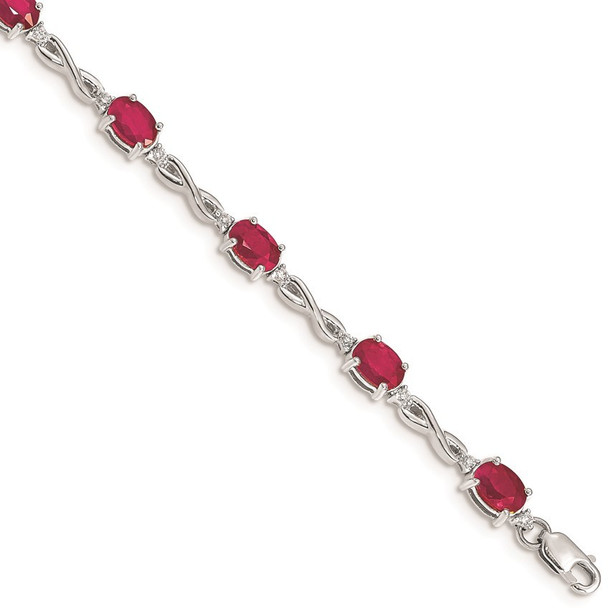 7" 14k White Gold Diamond and Ruby Bracelet BM4488-RU-025-WA