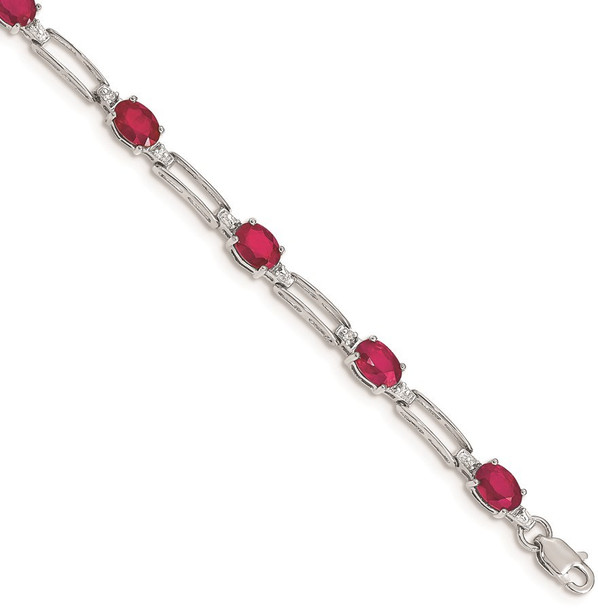 7" 14k White Gold Diamond and Ruby Bracelet BM4489-RU-005-WA