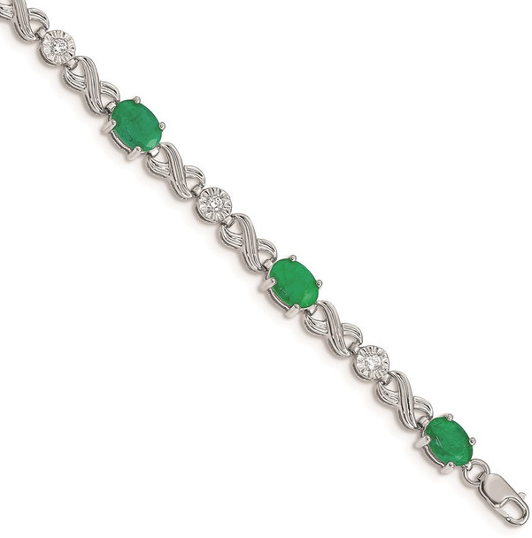 7" 14k White Gold Diamond and Emerald Infinity Bracelet BM4490-EM-020-WA