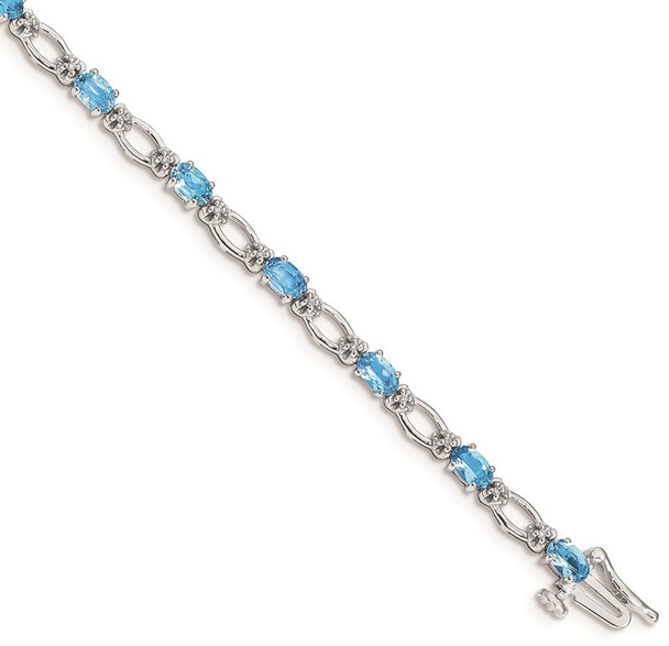 7" 14k White Gold Diamond and Blue Topaz Bracelet BM4491-BT-010-WA