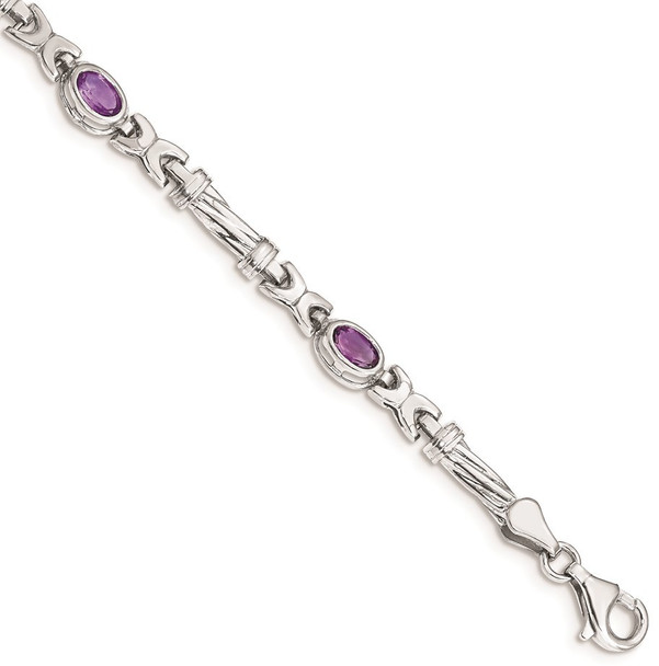 7" 14k White Gold Amethyst Bracelet BM4497-AM-W