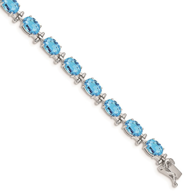 7" 14k White Gold Blue Topaz Bracelet BM4501-BT-W