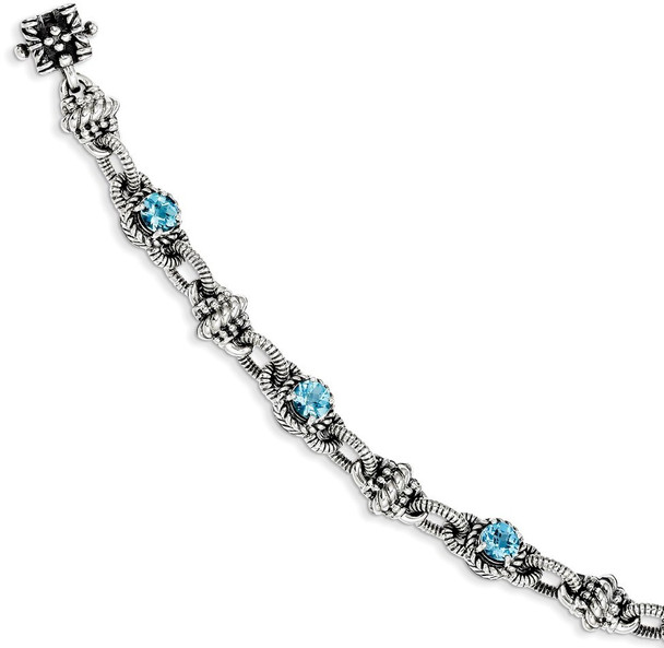 7.75" Sterling Silver Swiss Blue Topaz Bracelet