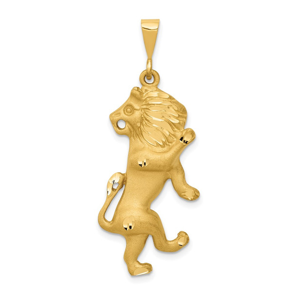 14k Yellow Gold Satin Diamond-cut Leo Zodiac Pendant C468