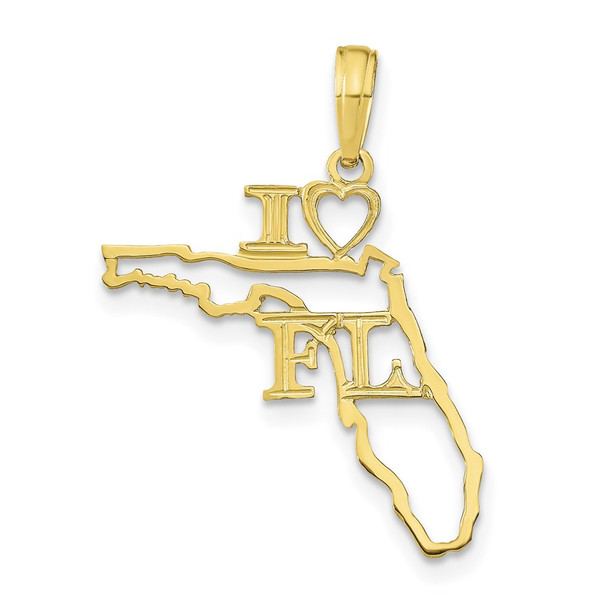 10k Yellow Gold Solid Florida State Pendant