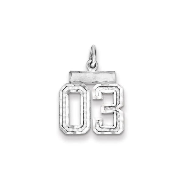 Sterling Silver Small Diamond-Cut #03 Charm