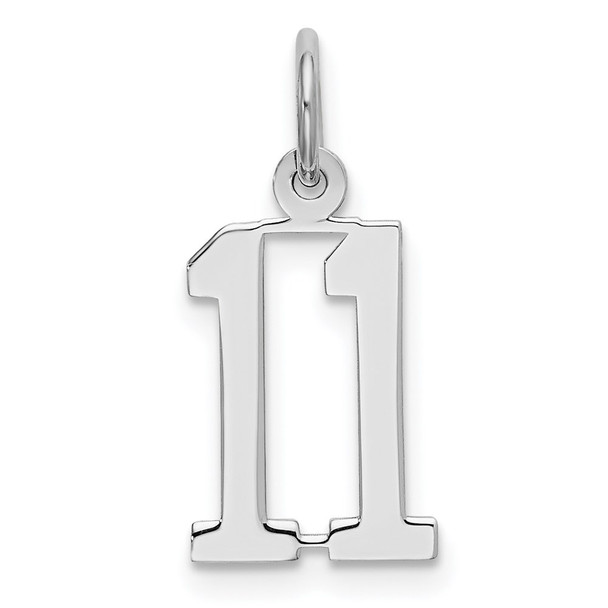Sterling Silver Rhodium-plated Small Elongated Polished Number 11 Charm