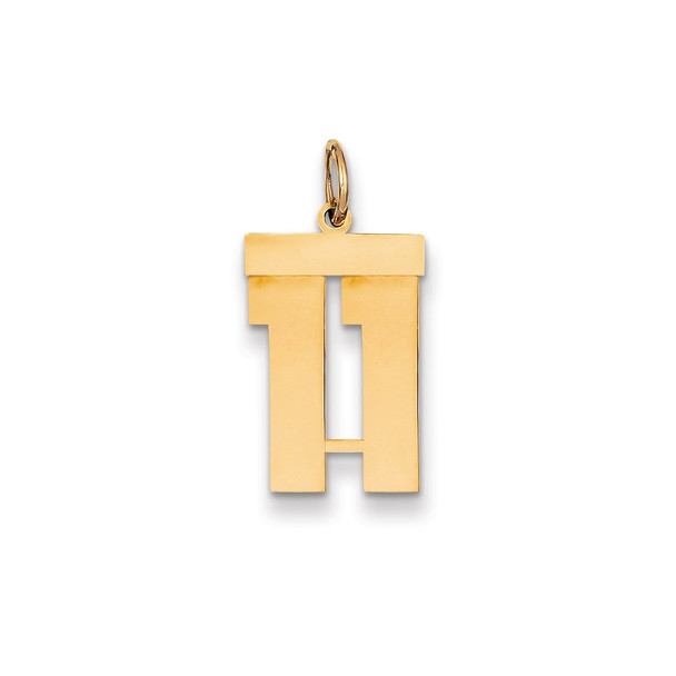14k Yellow Gold Medium Polished Number 11 Charm LM11