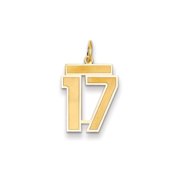 14k Yellow Gold Medium Satin Number 17 Charm