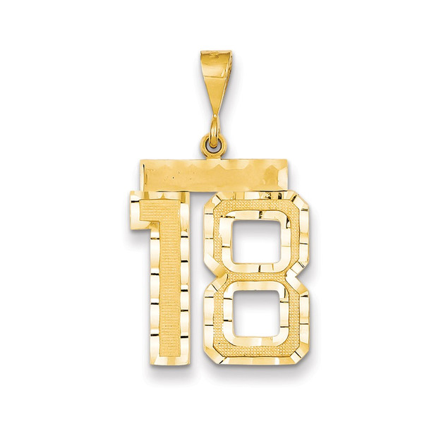 14k Yellow Gold Large Diamond-Cut Number 18 Pendant