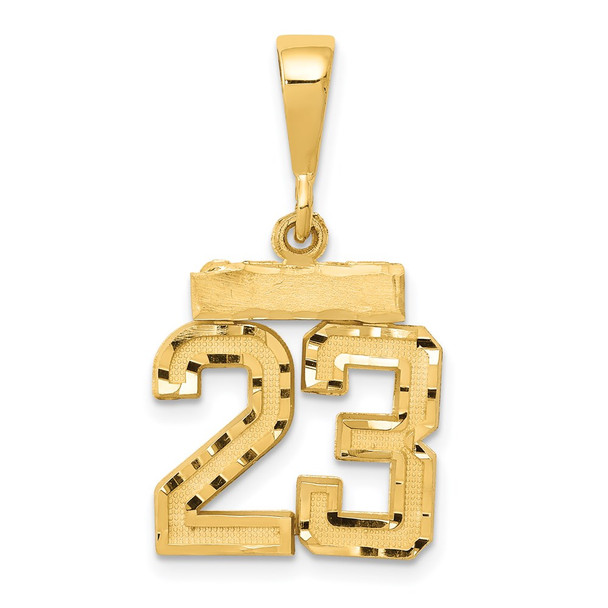 14k Yellow Gold Small Diamond-Cut Number 23 Pendant