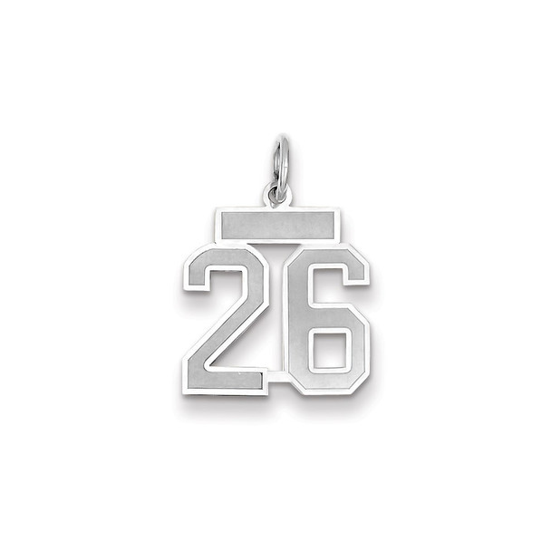 14k White Gold Small Satin Number 26 Charm