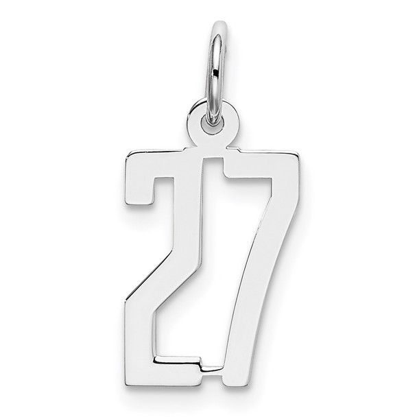 Sterling Silver Rhodium-plated Small Elongated Polished Number 27 Charm