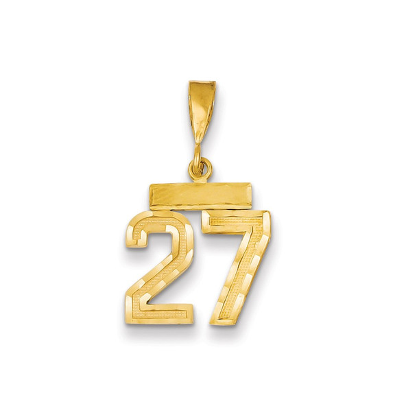 14k Yellow Gold Small Diamond-Cut Number 27 Charm